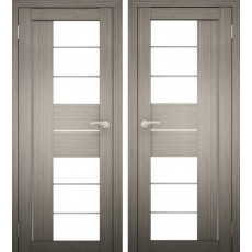 Дверное полотно АМАТИ-22 дуб дымчатый экошпон ПО-900 белое стекло
