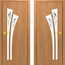 Дверное полотно остеклённое с фьюзингом С-07 Миланский орех ПОФ-700