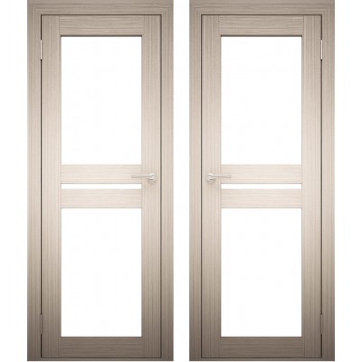 Дверное полотно АМАТИ-19 дуб беленый экошпон ПО-600 белое стекло