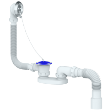 Сифон для ванны и глубогого поддона S12P с переливом и гибким соединением 40х40/50 400мм