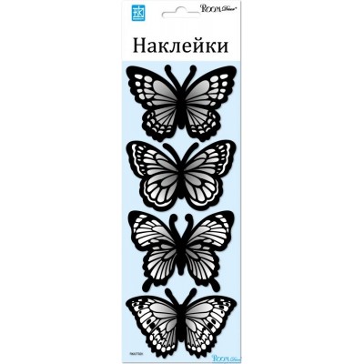 Стикер 7702 Бабочки черные голограмма-мини RKA